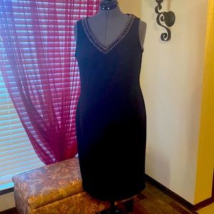 Maya Brooke black dress with beaded neck line 14